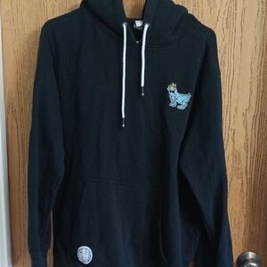 Men's Black Hoodie with Embroidered Patch